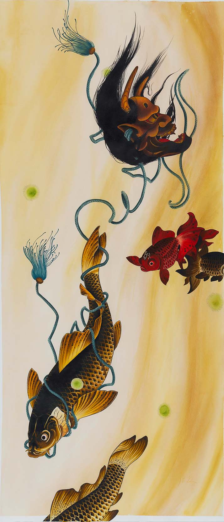 Spirit floating through space with koi.